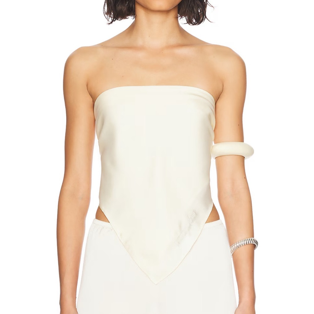 Enza Costa fluid twill scarf top in antique cream